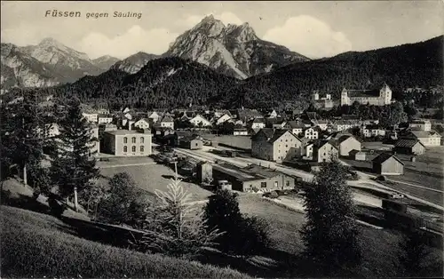 Ak Füssen im Allgäu, Gesamtansicht, Säuling