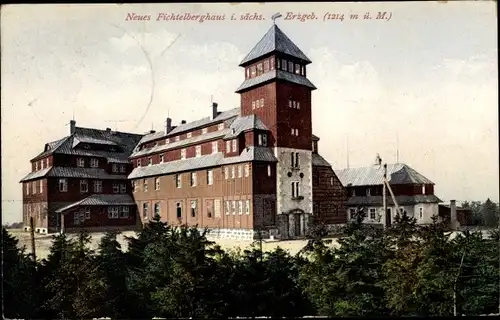 Ak Oberwiesenthal im Erzgebirge, Fichtelberg, Neues Fichtelberghaus