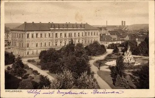 Ak Erlangen in Mittelfranken Bayern, Schlossgarten, markgräfliches Schloss