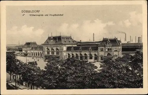 Ak Düsseldorf am Rhein, Wilhelmsplatz, Hauptbahnhof