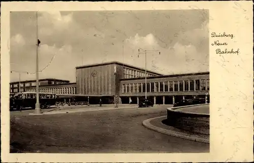 Ak Duisburg im Ruhrgebiet, neuer Bahnhof