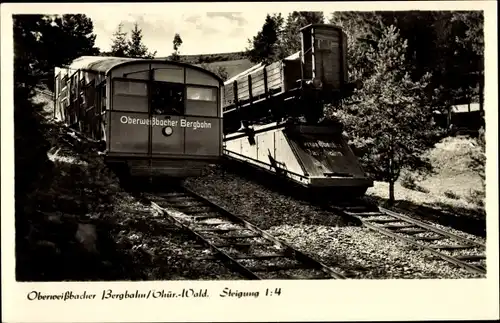 Ak Oberweißbach in Thüringen, Bergbahn mit Passagieren