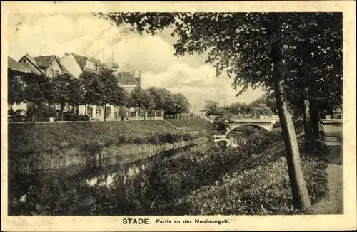 Ak Stade in Niedersachsen, Neubourgstraße, Brücke