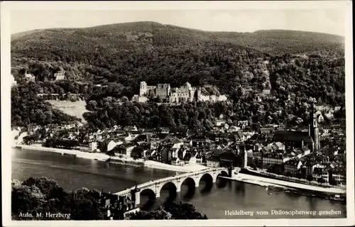 Ak Heidelberg am Neckar, Blick vom Philosophenweg, Panorama