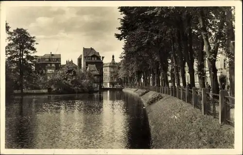 Ak Neumünster in Holstein, am Teich