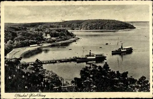 Ak Glücksburg an der Ostsee, Dampfer an der Anlegestelle