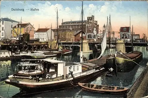 Ak Duisburg im Ruhrgebiet, Hafen, Schiffe, Boote