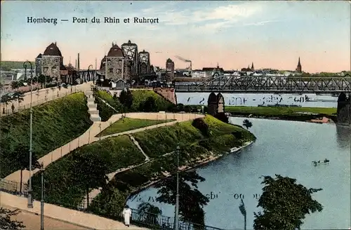 Ak Homberg am Rhein Duisburg im Ruhrgebiet, Rheinbrücke, Ruhrort