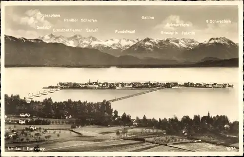 Ak Lindau am Bodensee Schwaben, Alpen, Panorama