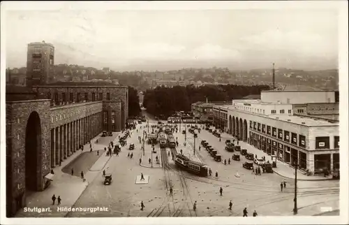 Ak Stuttgart in Württemberg, Hindenburgplatz, Bahnhof