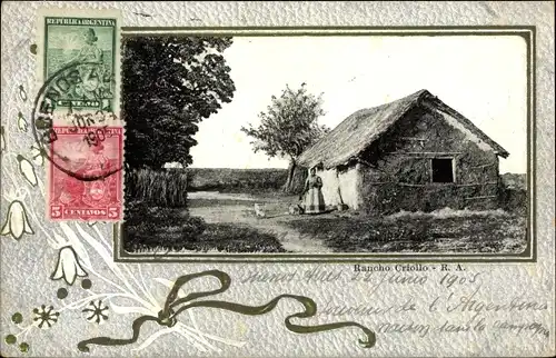 Präge Passepartout Ak Argentinien, Rancho Criollo
