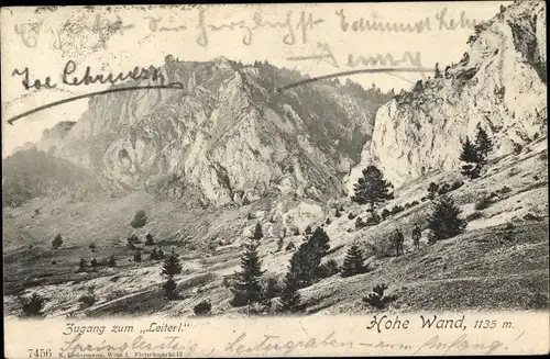 Ak Hohe Wand Niederösterreich, Zugang zum Leiterl