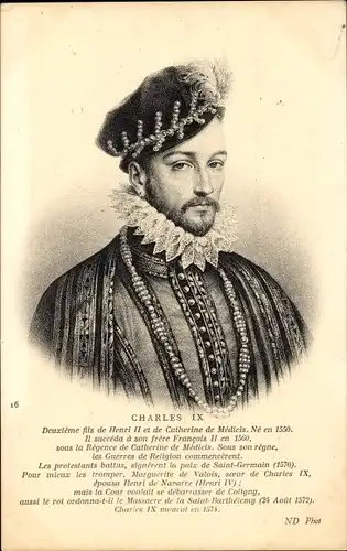 Ak Charles IX., König von Frankreich, Portrait