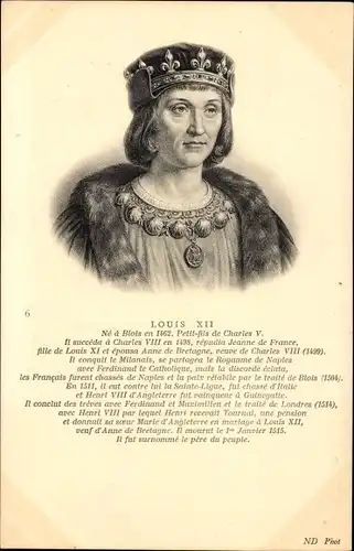 Ak Louis XII., König von Frankreich, Portrait