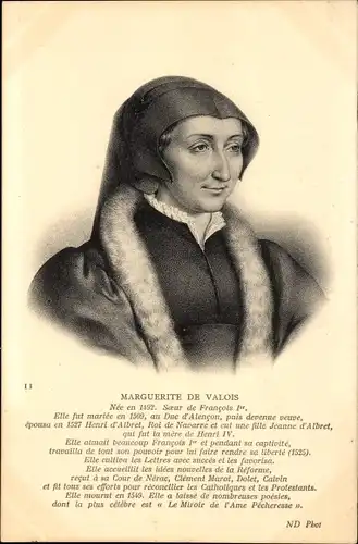 Ak Margarete von Valois, Königin von Navarra und Frankreich, Portrait