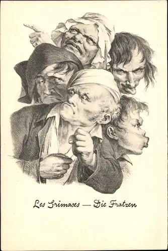 Künstler Ak Die Fratzen, Karikatur, Männer