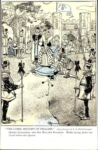 Künstler Ak Hebblethwaite, The Comic History of England, Queen Elizabeth und Sir Walter Raleigh