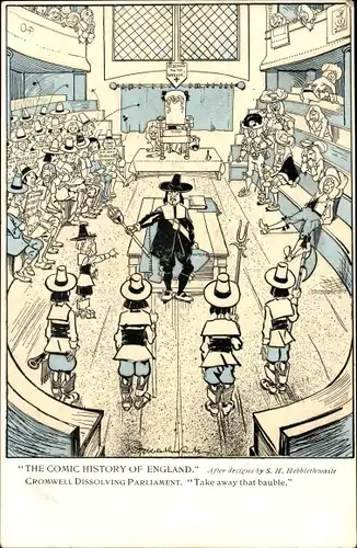 Künstler Ak Hebblethwaite, The Comic History of England, Cromwell löst das Parlament auf