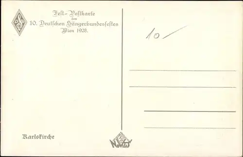 Künstler Ak Wien 4 Wieden, 10. Deutsches Sängerbundfest 1928, Karlskirche