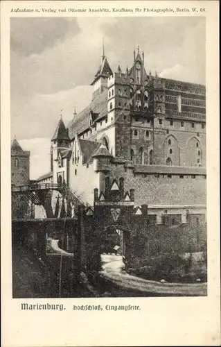 Ak Malbork Marienburg Westpreußen, Hochschloss, Eingangseite