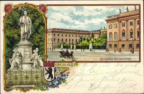 Litho Berlin Mitte, Königliche Universität, Goethe Denkmal