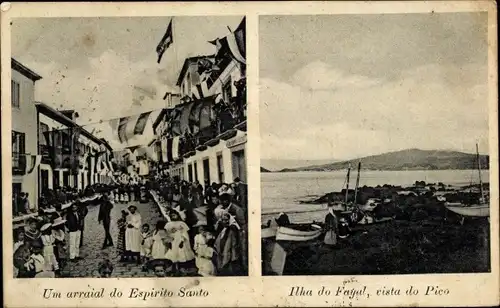 Ak Lisboa Lissabon Portugal, um arraial do Espirito Santo, Ilha do Feryal, visto do Pico