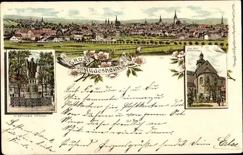 Litho Hildesheim in Niedersachsen, Panorama, St Bernhard Denkmal, Rosenstock