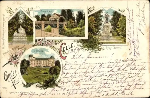 Ak Celle in Niedersachsen, Schloss, Kriegerdenkmal, Peters Burg