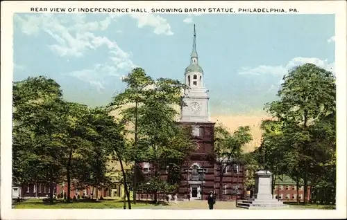 Ak Philadelphia Pennsylvania, Independence Hall, Statue