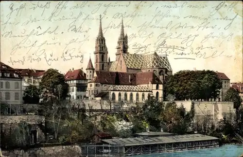 Ak Basel Stadt Schweiz, Münster und Pfalz