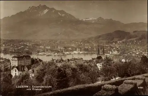 Ak Luzern Stadt Schweiz, Generalansicht mit Pilatus
