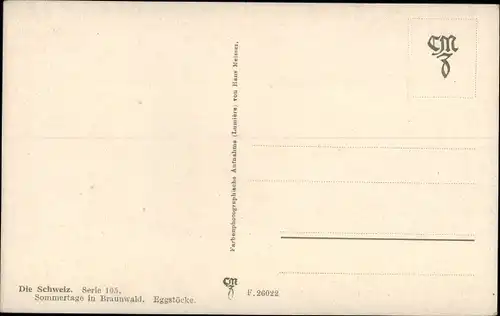 Ak Braunwald Kanton Glarus, Die Schweiz, Sommertage in Braunwald, Eggstöcke, Serie 105