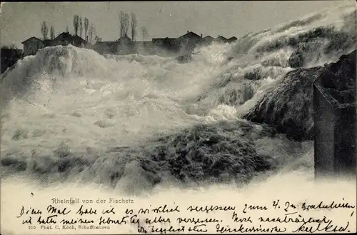 Ak Rheinfall Kanton Schaffhausen, Wasserfall von der Fischetz