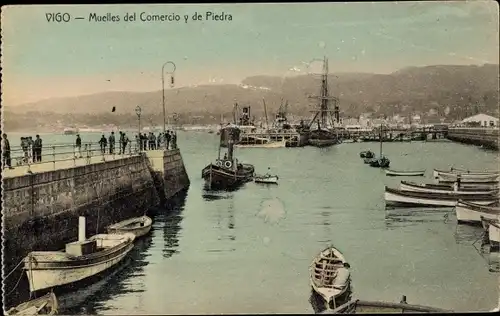 Ak Vigo Galicien Spanien, Muelles del Comercio y de Piedra