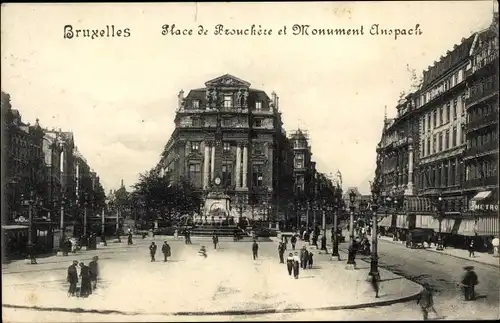 Ak Brüssel Brüssel, Place de Brouckère, Anspach-Denkmal