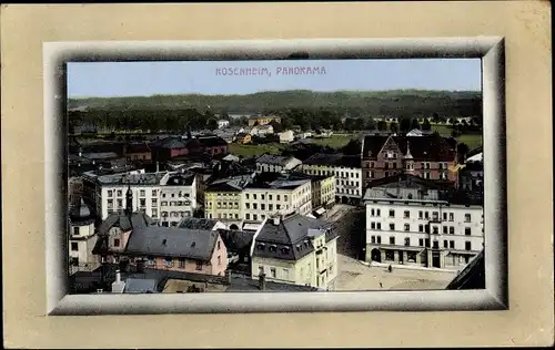 Passepartout Ak Rosenheim im Alpenvorland Oberbayern, Teilansicht der Stadt, Panorama