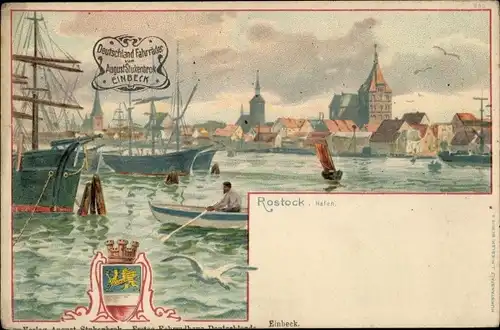 Wappen Litho Rostock in Mecklenburg, Hafen