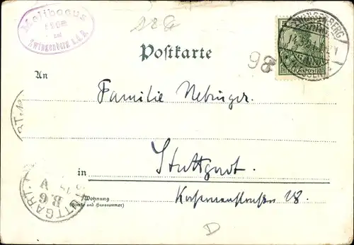 Litho Zwingenberg an der Bergstraße in Hessen, Melibocus, Aussichtsturm