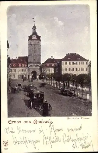 Ak Ansbach in Mittelfranken Bayern, Herrieder Turm