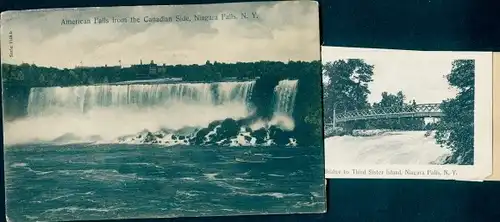 Leporello Ak Niagara Falls New York USA, Brücke zur Third-Sister-Island, Goat-Island-Bridge
