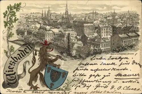 Wappen Litho Wiesbaden in Hessen, Blick von der Kapellenstraße