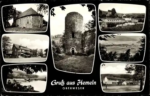 Ak Hemeln Hann. Münden in Niedersachsen, Salondampfer, Ruine, Kirche, Oberweser