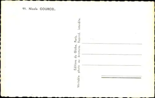 Ak Schauspielerin Nicole Courcel, Portrait