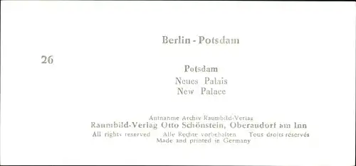 Stereo Raumbild Foto Berlin Potsdam Nr. 26, Potsdam, Neues Palais