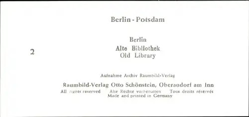 Stereo Raumbild Foto Berlin Potsdam Nr. 2, Berlin, Alte Bibliothek