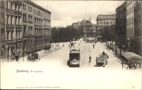 Ak Hamburg Altstadt, Georgsplatz, Straßenbahn