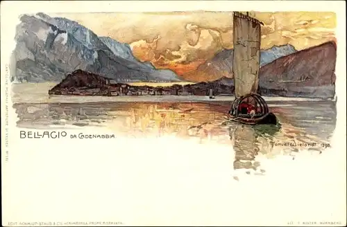 Künstler Litho Wielandt, Manuel, Bellagio Lago di Como Lombardia, Da Cadenabbia