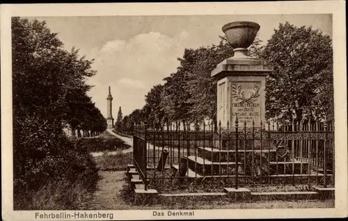 Ak Hakenberg Fehrbellin in Brandenburg, Denkmal