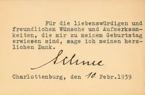 Ak Signatur von Heinrich Schnee, letzter Gouverneur von Deutsch-Ostafrika, Charlottenburg 1939