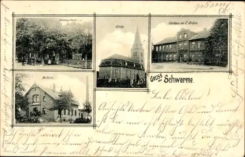 Ak Schwarme in Niedersachsen, Kirche, Gasthaus C. Brüns, Molkerei